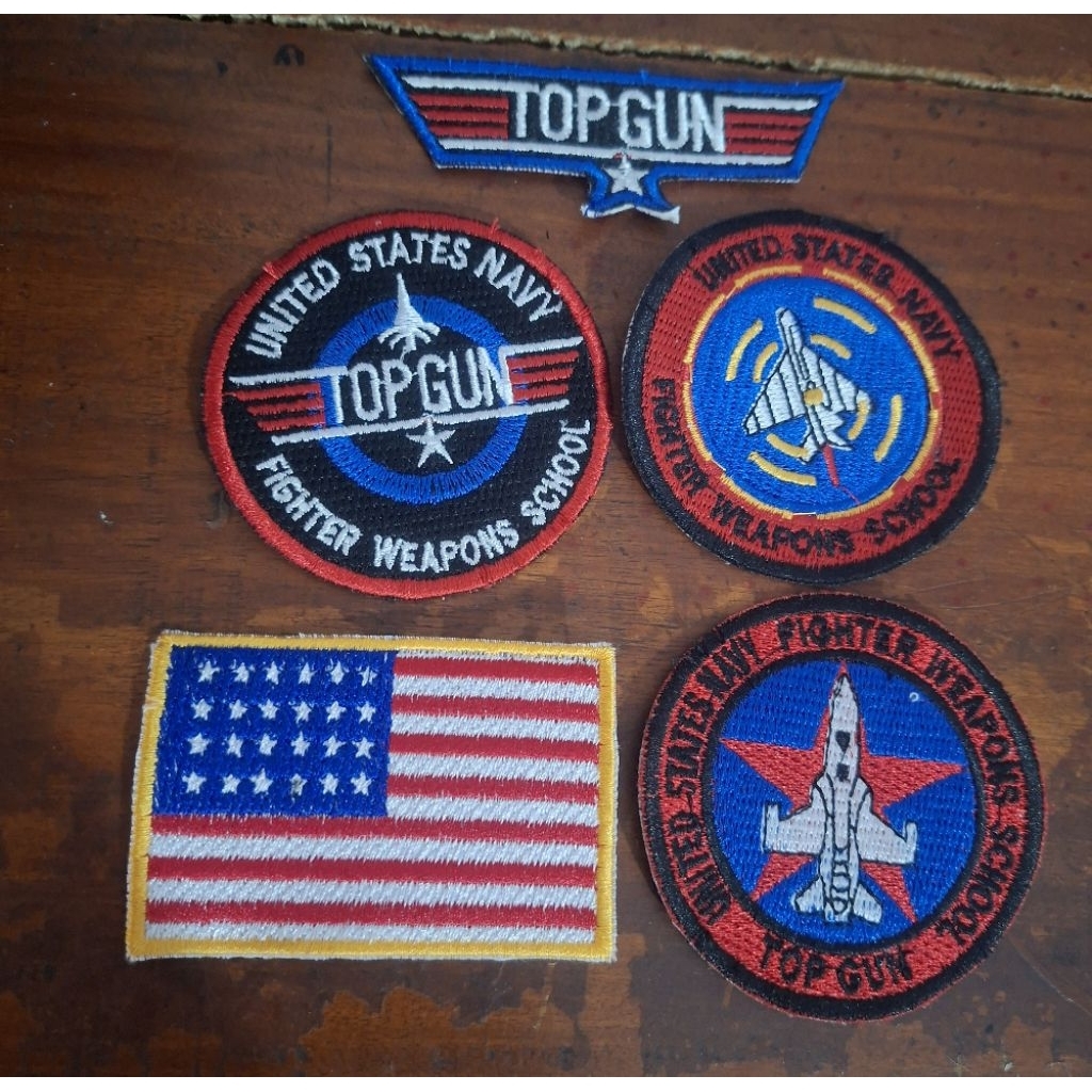 patch full bordir top gun aksesoris tempelan baju