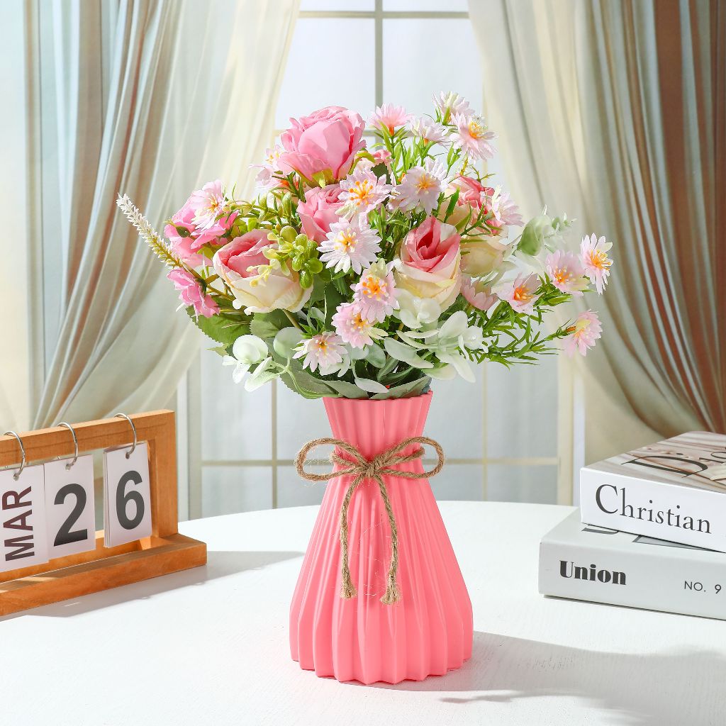 Set  Vas Bunga  Plastic Aesthetic Bunga Hias Plastik Bunga Hias Plastik bunga hiasan ruang tamu