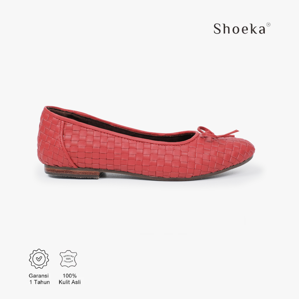 Shoeka - Sepatu Kulit Wanita - Midori Flat Red