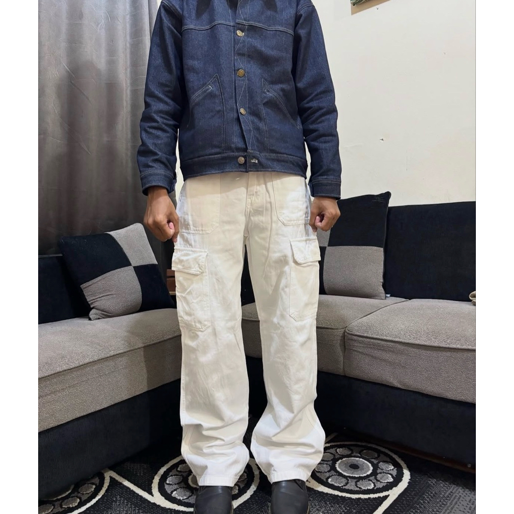 Zara Cargo White Jeans