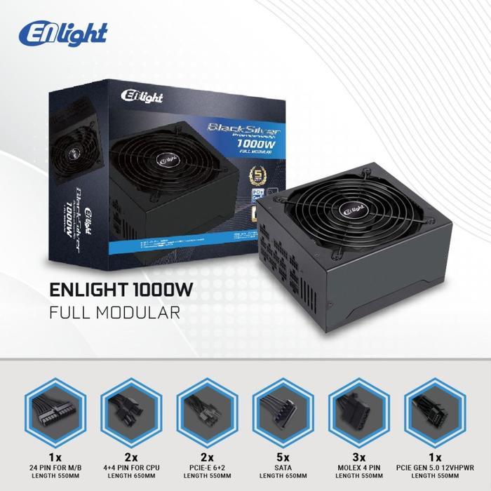 Power Supply ENLIGHT 1000W - 80+ GOLD Full Modular PSU 1000 Watt