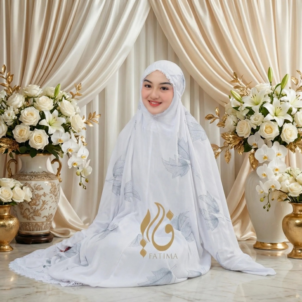 Mukena Terusan Dewasa Bordir Daun Mewah Katun Rayon Premium Terbaru 2025