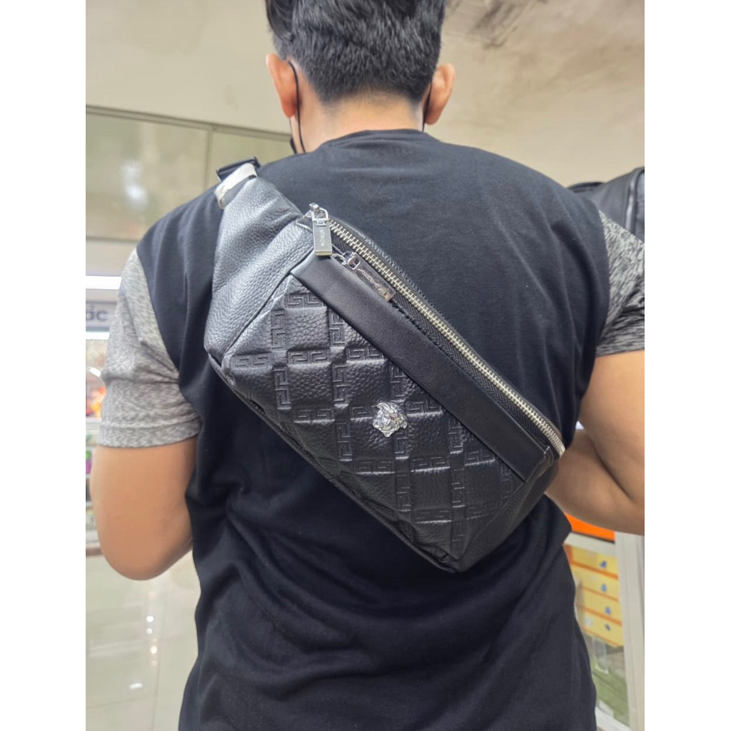 Tas Waistbag pria Versace kulit tas waist bag pria murah meriah mewah