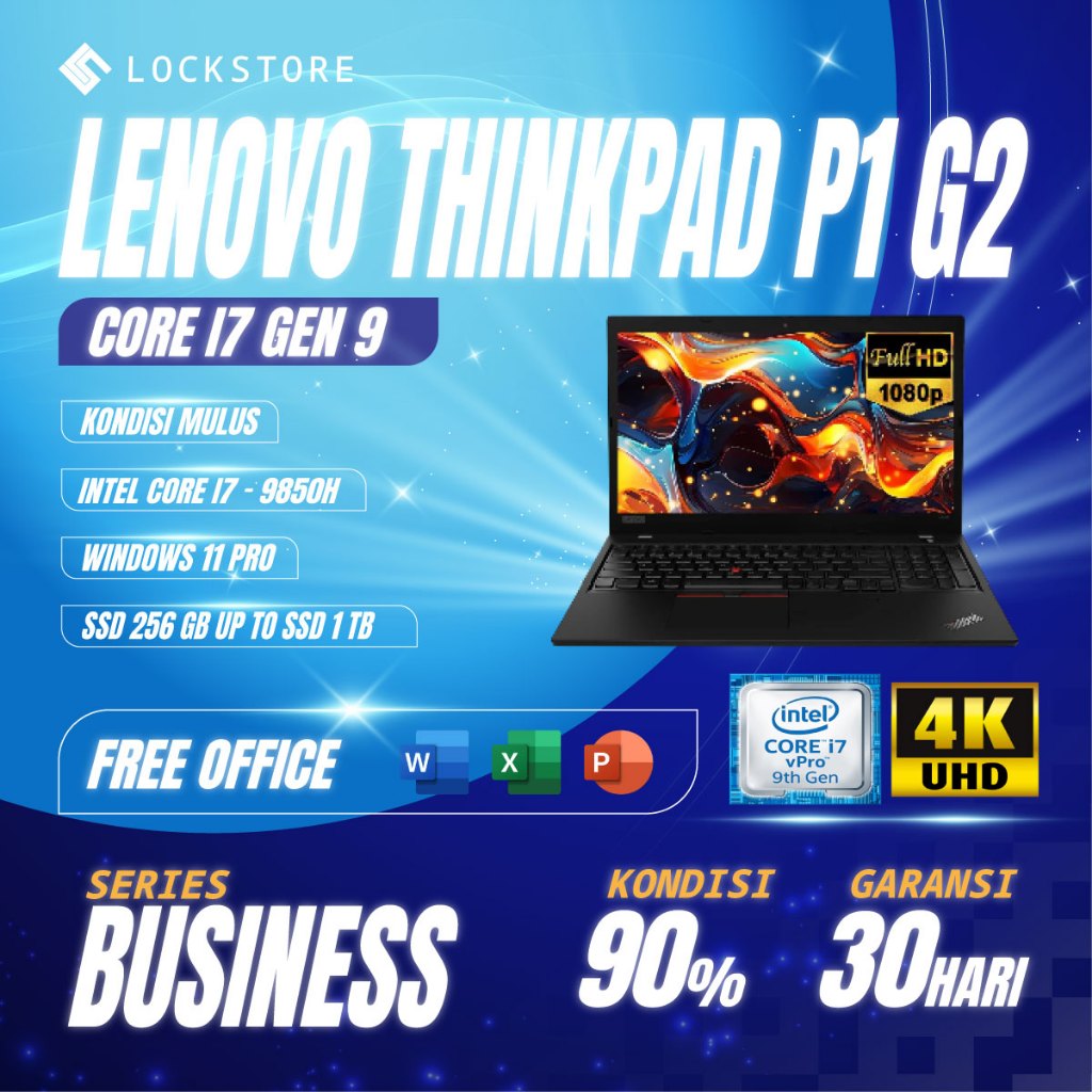 lenovo thinkpad P1 G2 workstation core i7 9850H | RAM 32GB | SSD 1TB | DISPLAY 4K | TOUCH | WIN ORI