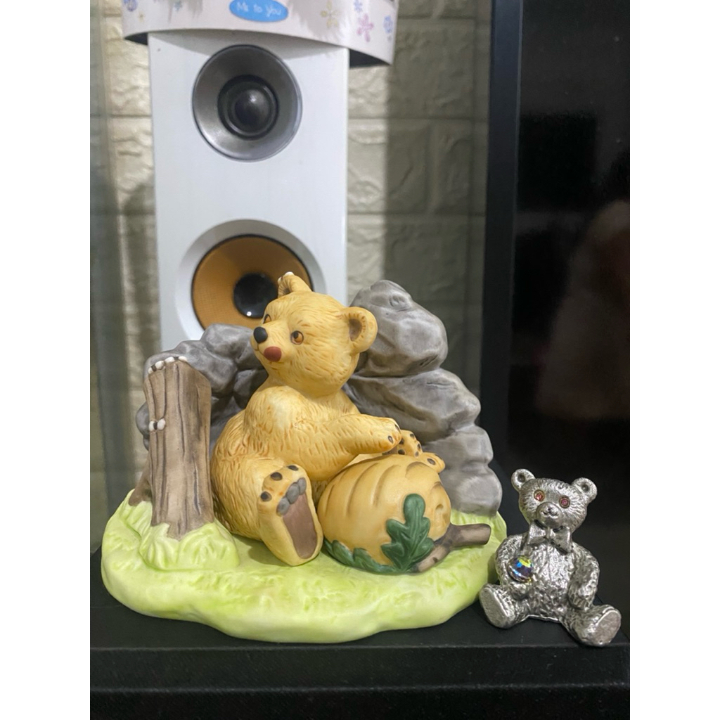 1984 Woodland Surprises Bear Porcelain Jacqueline B. Smith Figurine Collectible Vintage Teddy Bear