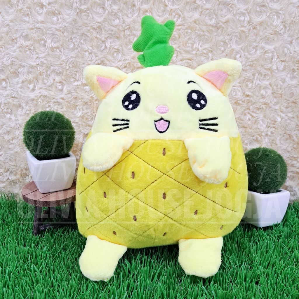 Boneka Kucing Nanas Kuning Boneka Pineapple Cat Chubby Boneka Kucing Kuning