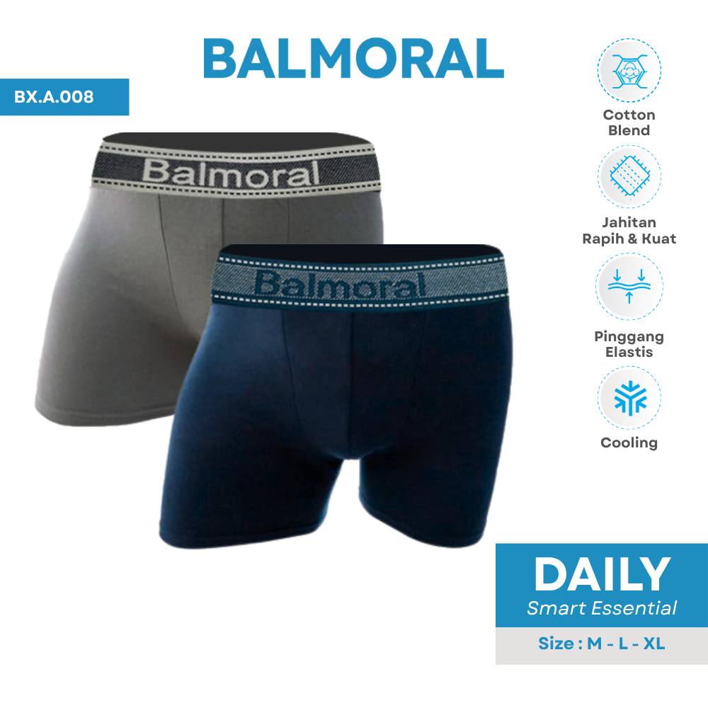 Balmoral Daily Celana Dalam Pria Boxer 2 Pcs Rayon Spandex BX.A.008