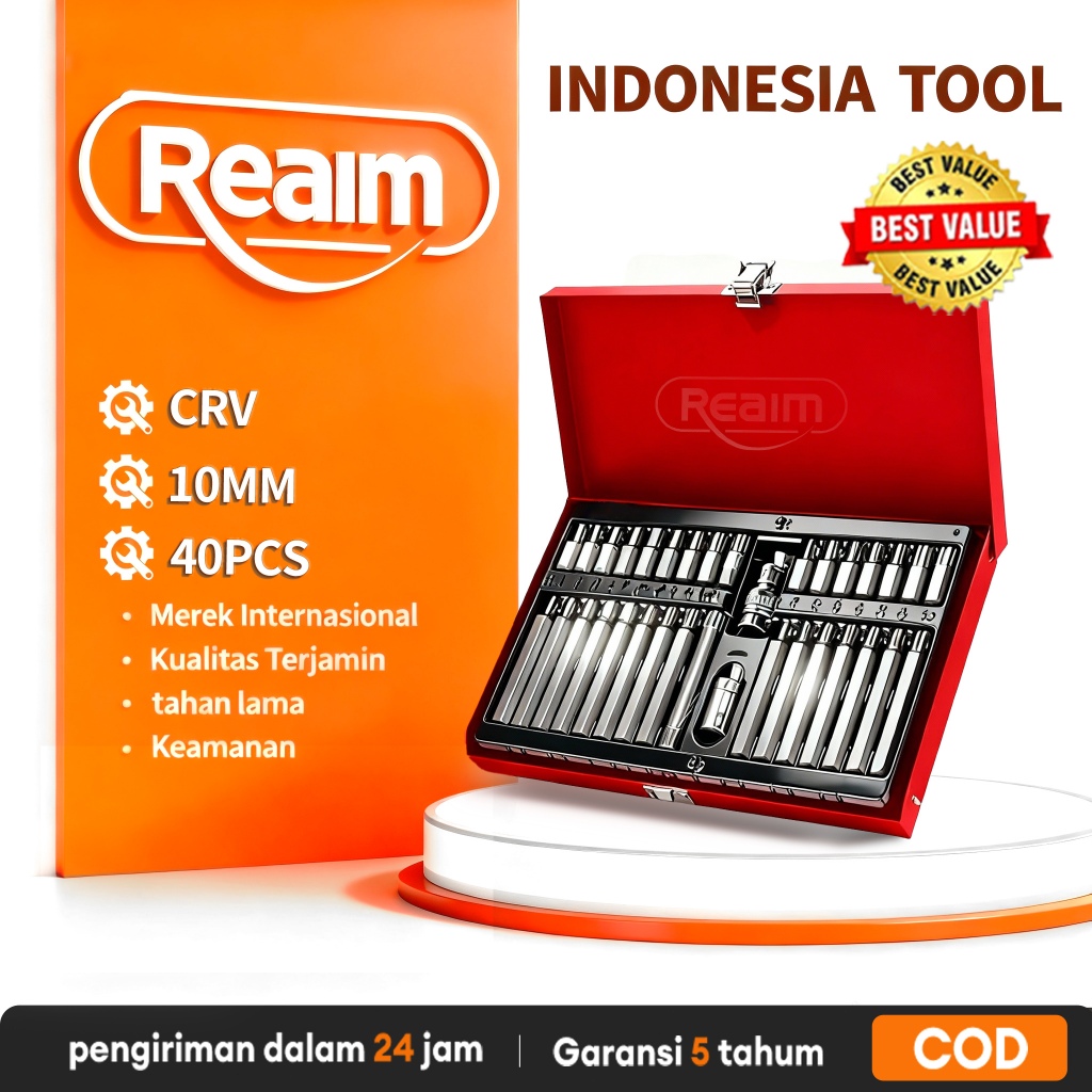 Set Mata Kunci L Bintang Hex Star Spline 40 Pcs - Bit Kunci Sok 1/2 dan 3/8 Inci