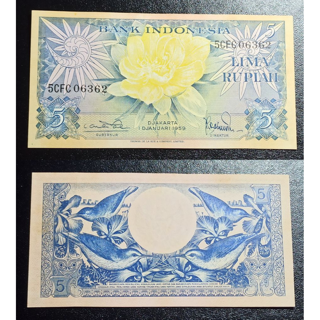 uang kuno Indonesia 5 rp tahun 1959 p2353
