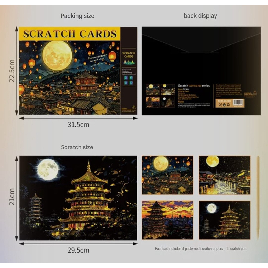 Gambar sketsa scratch paint lukisan gores pemandangan ukuran A4