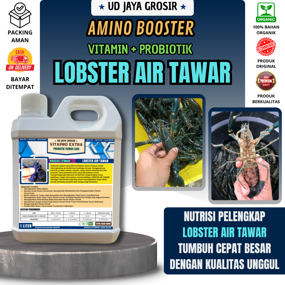Vitapro Extra Probiotik Booster Pertumbuhan Lobster Air Tawar Agar Cepat Besar Dan Rajin Bertelur