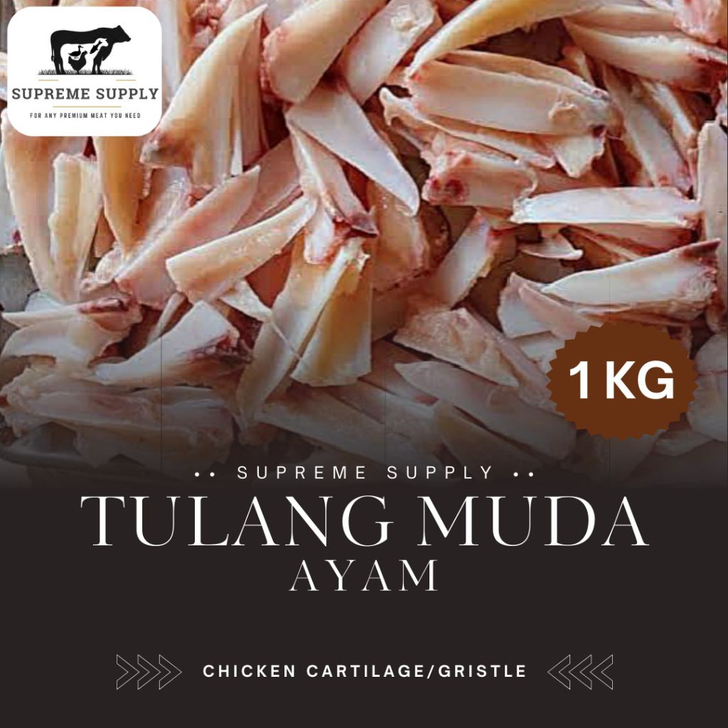 PREMIUM Tulang Muda/Rangu/Rawan Ayam 1 kg | Halal Organic Chicken Cartilage Soft Bones | Ikan Daging