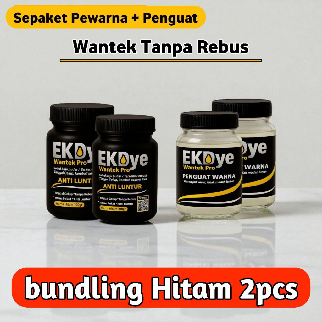 Pewarna Pakaian Tanpa Rebus-Permanen Anti Luntur- EKDye Hitam  100gr 2pcs