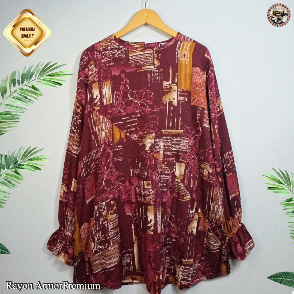 Baju Atasan Wanita / Blus Wanita Jumbo - Model serong rempel - LD 124 cm