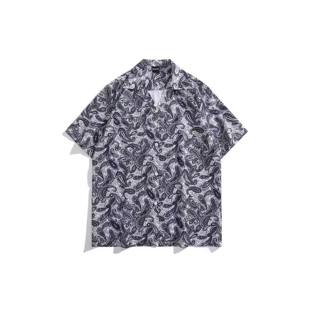 Kemeja Pria Longgar Linen dengan Efek Aquarel