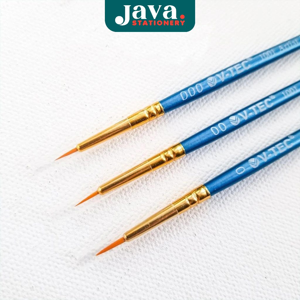 Kuas Lukis Kecil Vtec 1001 No. 0 00 000 / Brush Ujung Lancip Lettering & Nail Art
