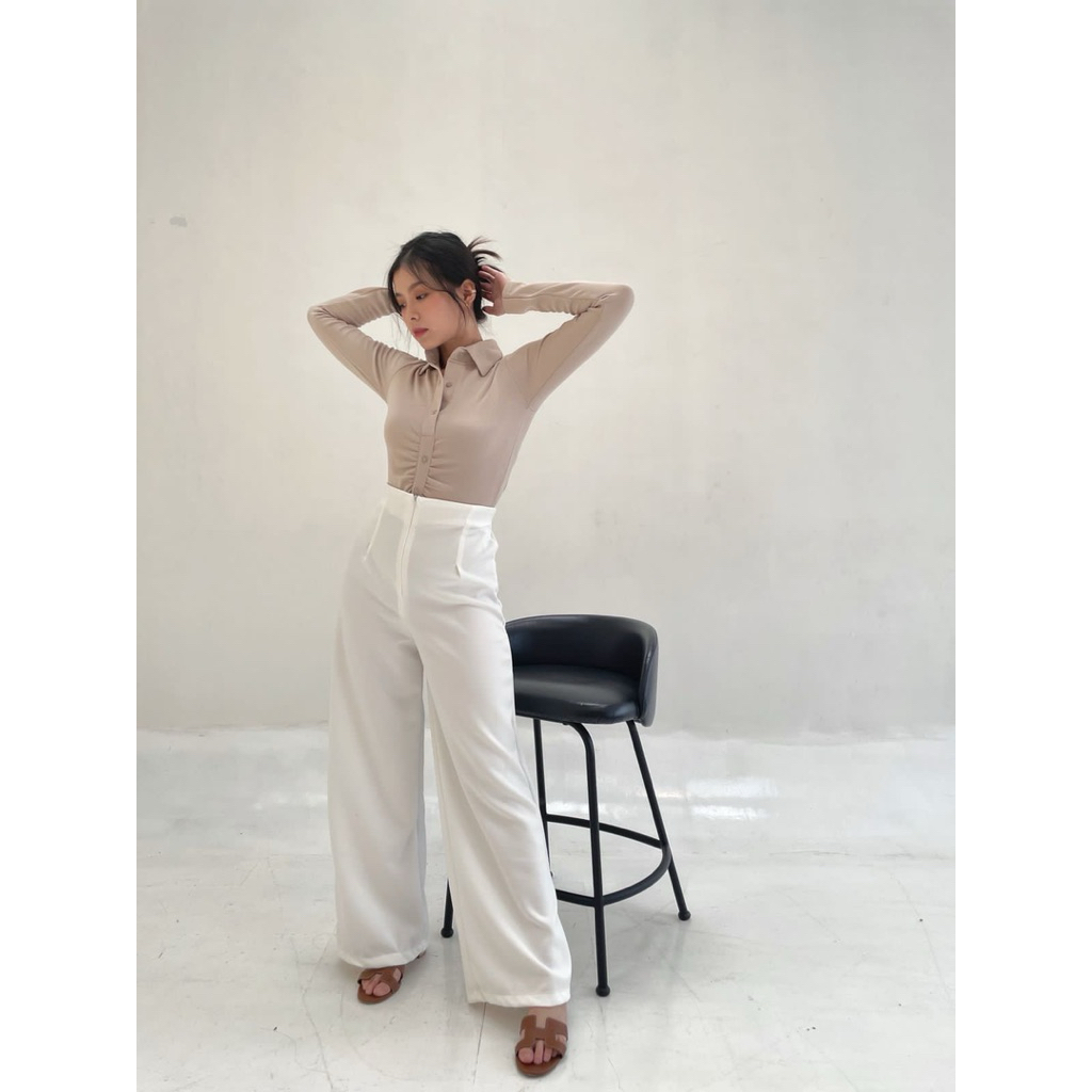 Dindafashionbali - Kulot Scuba - Celana panjang hitam putih - Celana kekinian wanita