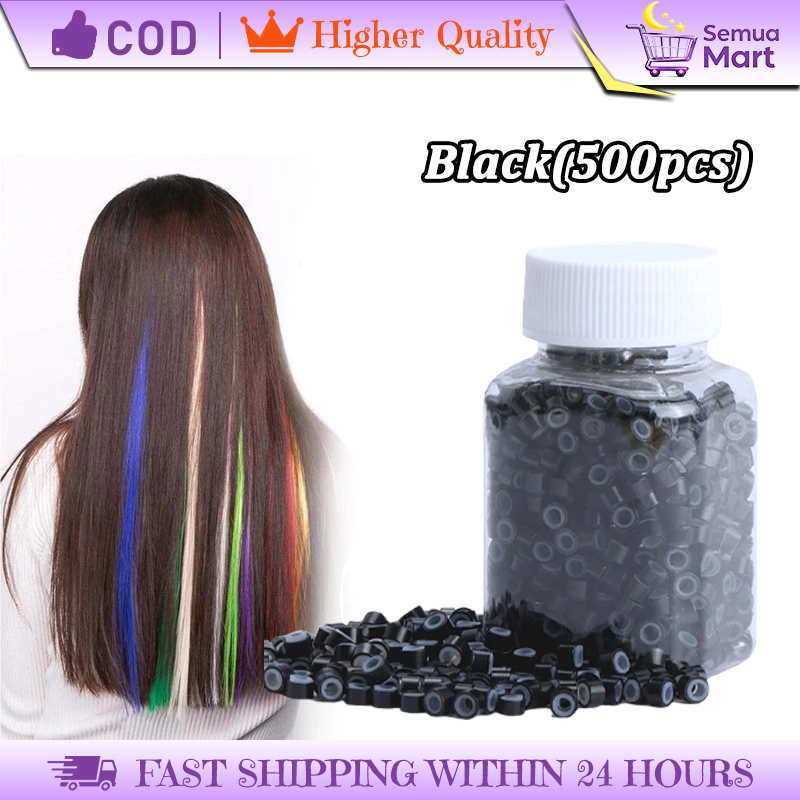 500pcs Ring Rambut Ekstensi Silikon - Drat Sambung Rambut Weave, Ring Connector Almunium