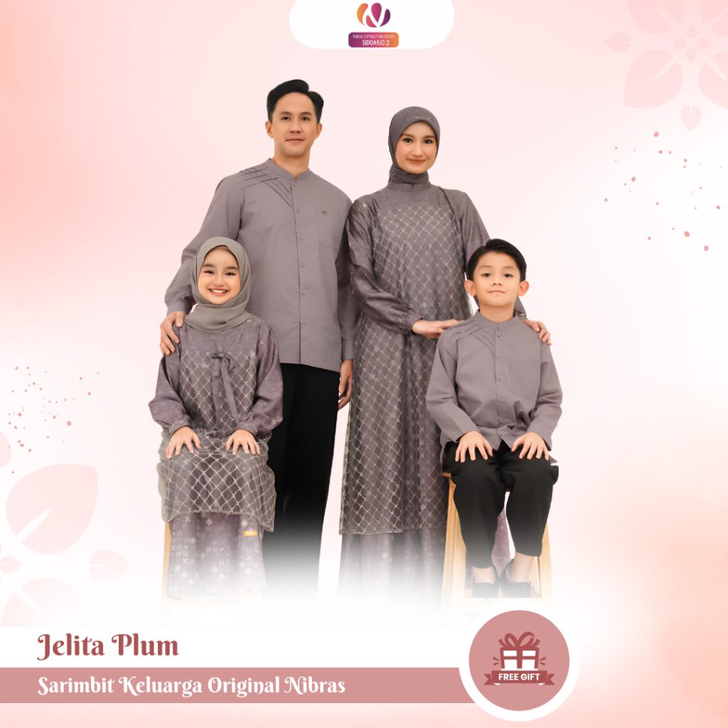 Sarimbit Keluarga Original Nibras Jelita Plum Baju Pesta Seragam Keluarga Baju Kondangan