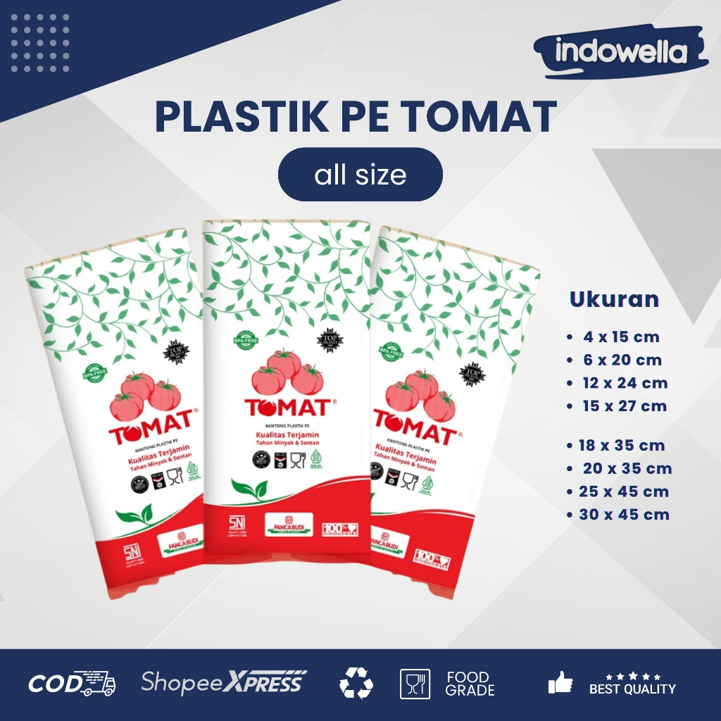 Plastik PE Tomat Ukuran Kecil Tanggung Besar Jumbo