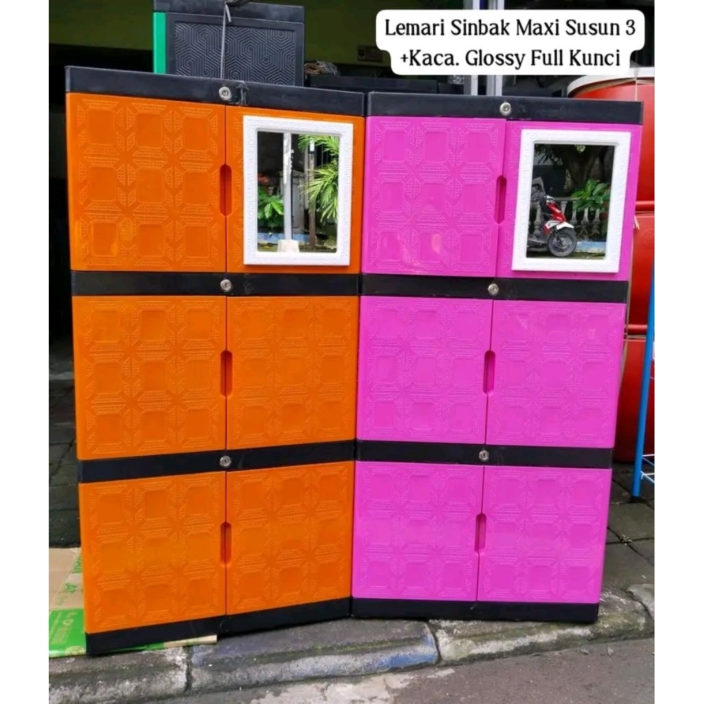 Lemari Pakaian SINBAK MAXI 3 susun + Kaca