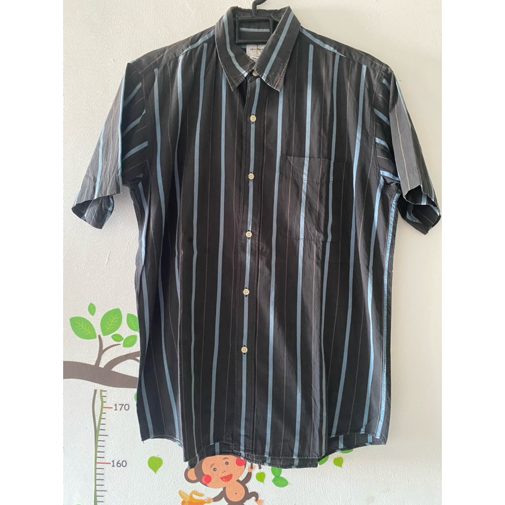 Calvin Klein kemeja lengan pendek vertical stripe