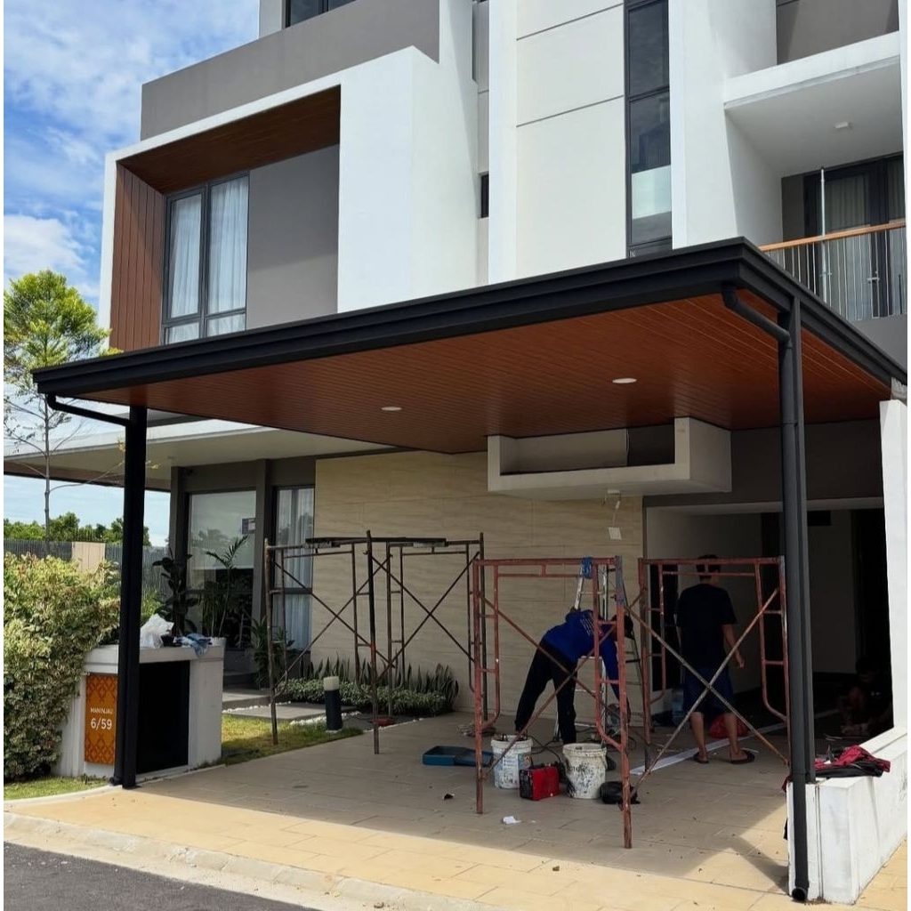 Kanopi holo atap alderon kombinasi plafon pvc terpasang all in