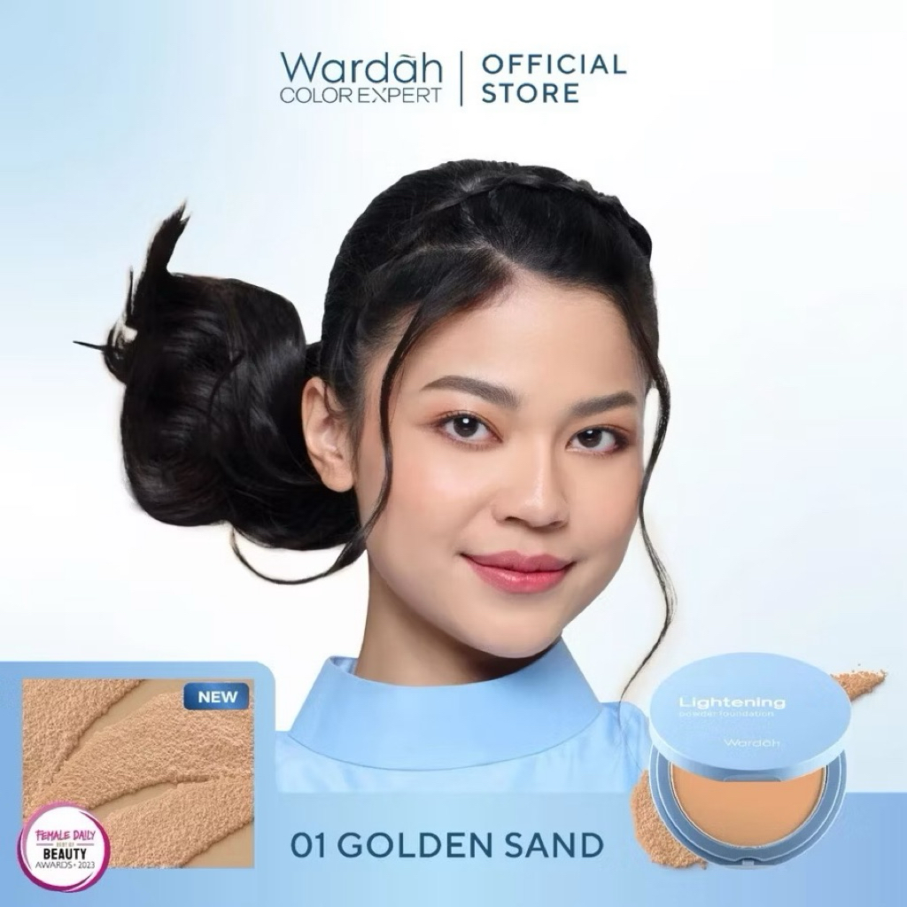 Wardah Lightening Powder Foundation Light Feel Spf 40 PA++ Flawless Finish Ready Shade 01 Golden San