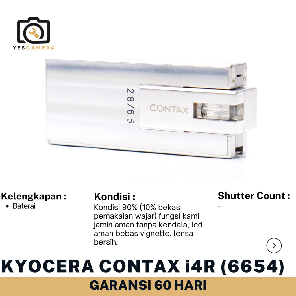 Kamera Digital Contax i4R Kyocera Lensa Carl Zeiss Tessar T* f/2.8 (Bekas) - 4MP, ISO400, Zoom Hingg