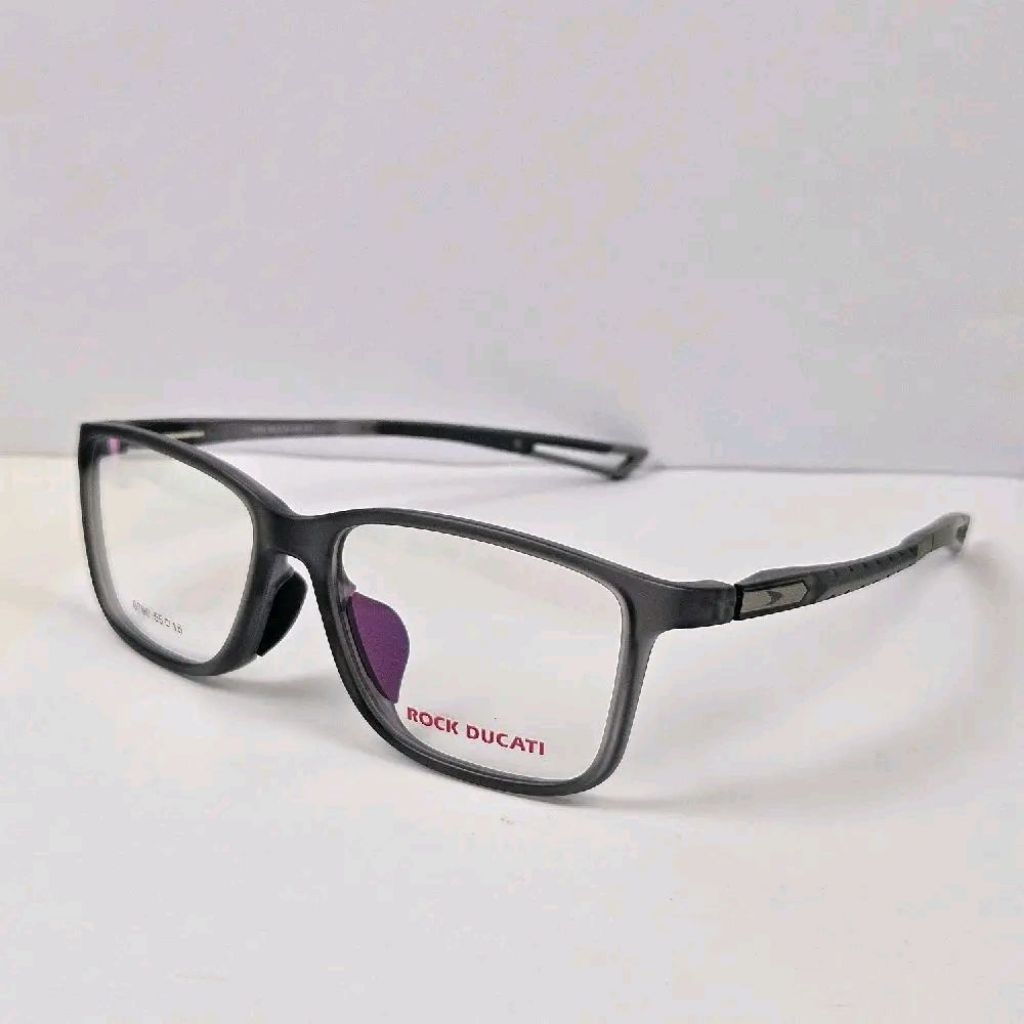 Frame Kacamata Pria ROCK DUCATI 6790 Abu Doff Transparan Sporty Original - Frame Kotak Ringan Flexib