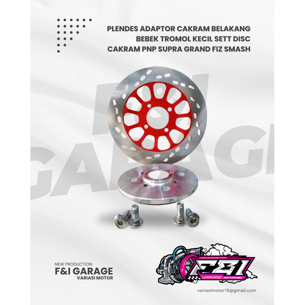 Plendes Adaptor Cakram Belakang Bebek Tromol Kecil Sett Disc Cakram PNP Supra Grand Fiz Smash