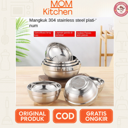 Mangkuk Anti Panas Mangkuk Stainless Steel Tebal Mangkok Sup Ringan