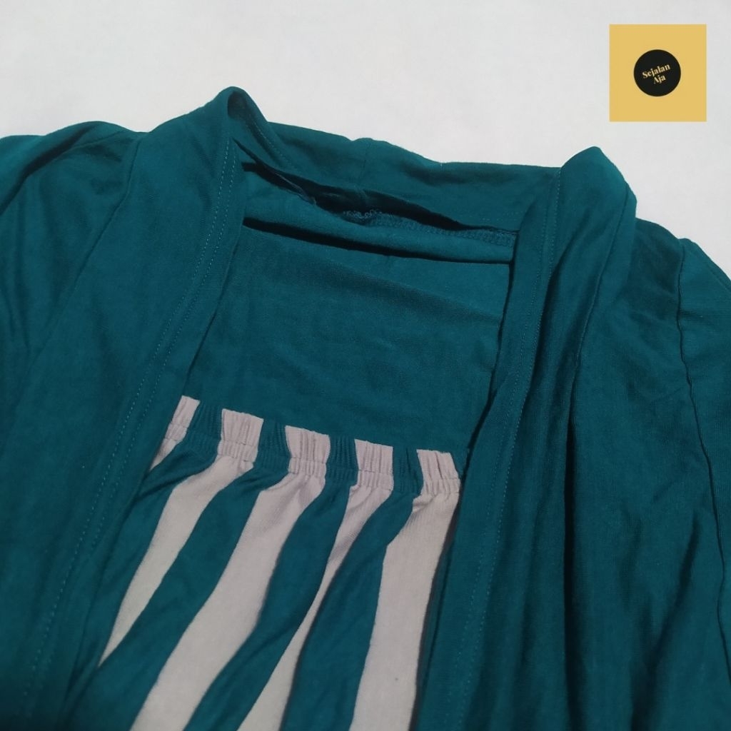 CARDIGAN BLOUSE OUTER LENGAN PANJANG STRIPE HIJAU TOSCA WANITA