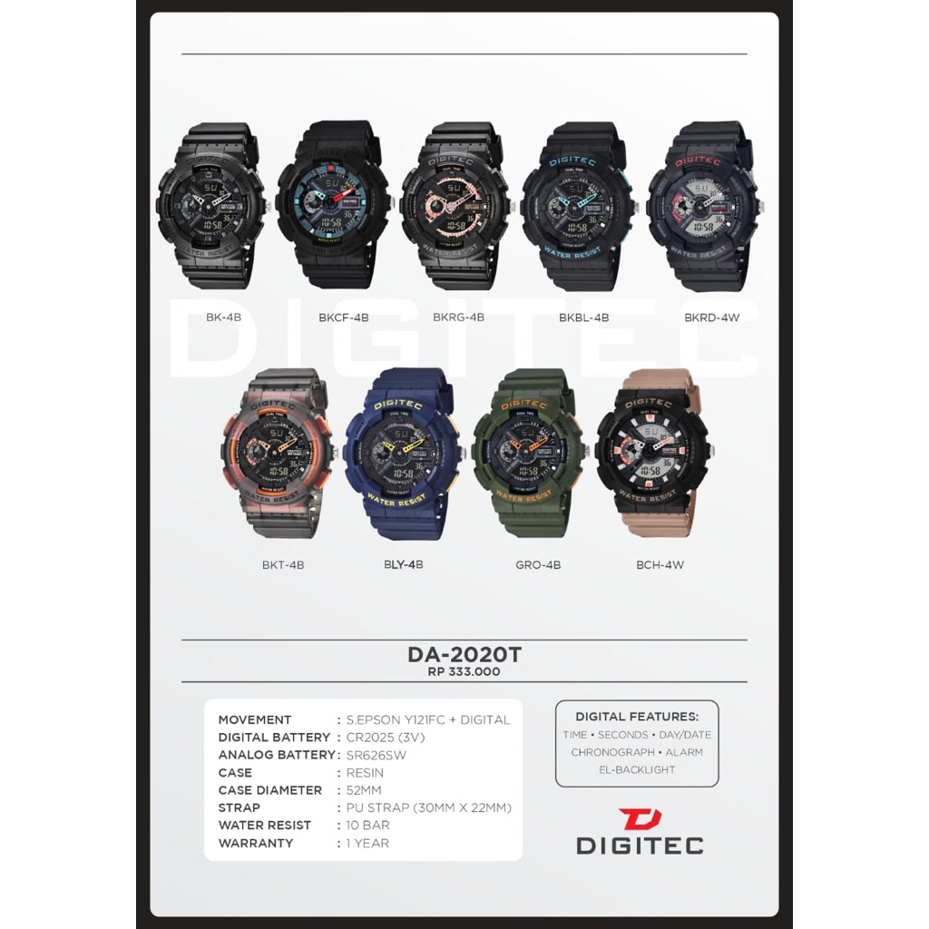 JAM TANGAN PRIA DIGITEC 2020T / DA-2020T / DIGITEC 2020 DUAL TIME [ORIGINAL]