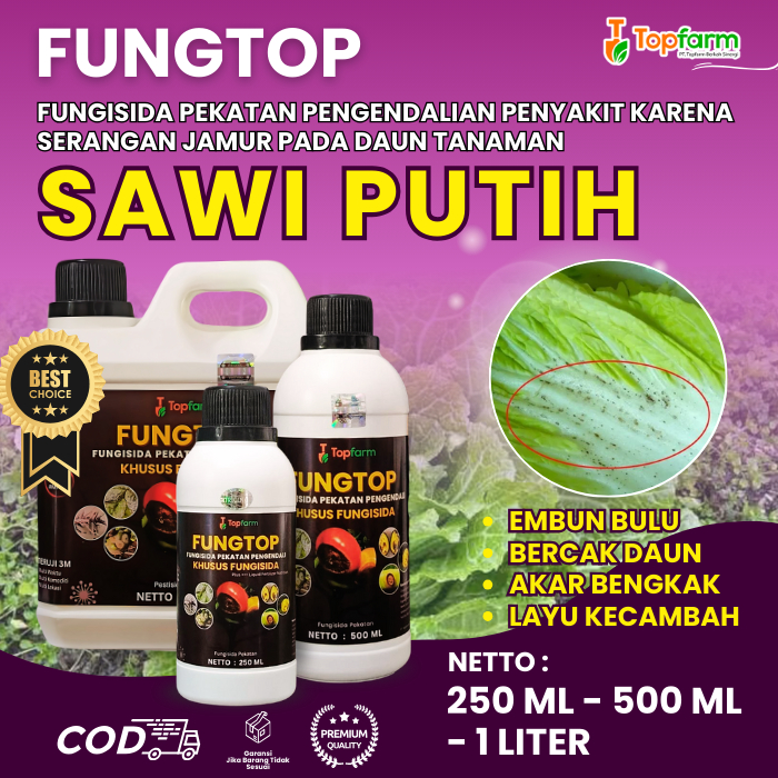 Obat Jamur Topfarm / Obat Semprot Hama Sawi Putih / Obat Jamur Akar Sawi Putih / Obat Jamur Daun Saw