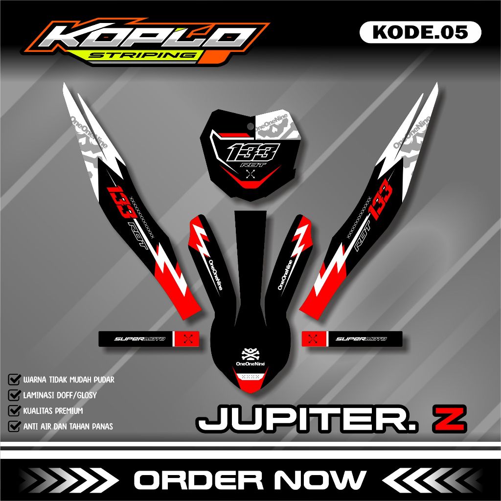 Decal Sticker RBT Motor Jupiter Z Burhan - Striping Motor RBT Bebek Modif Supermoto Terlaris KPL.05