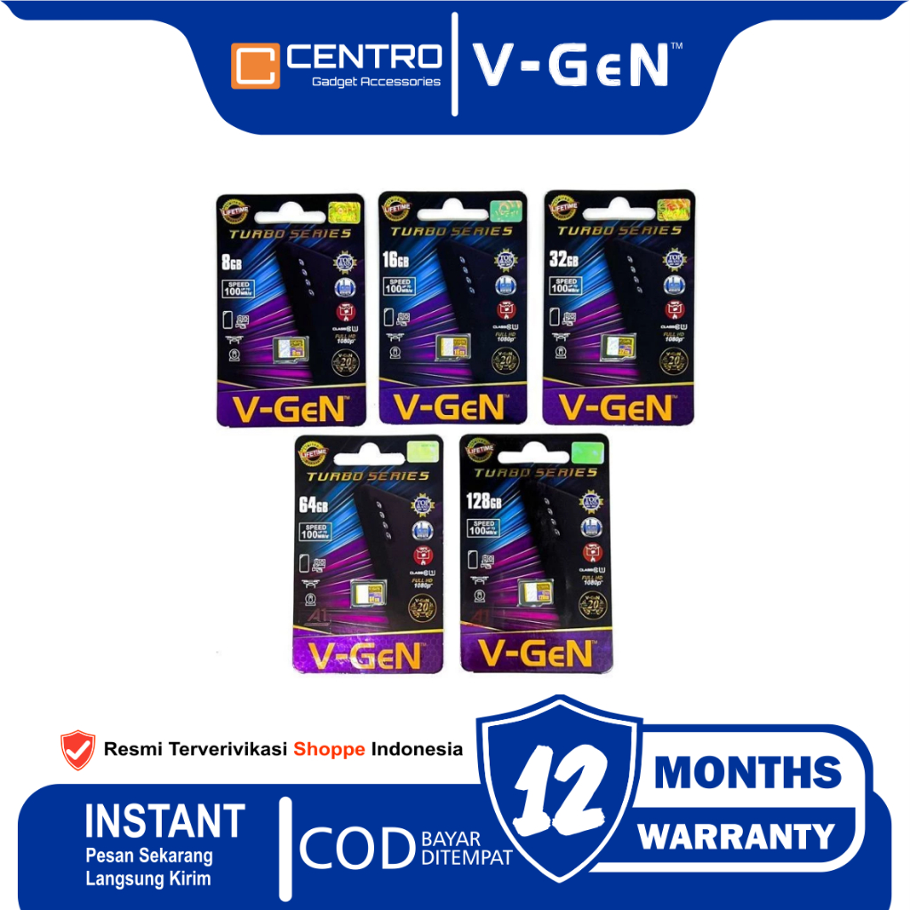 Memory Card VGEN Micro SD 8GB 16GB 32GB 64GB 128GB Class 10 Turbo Original - memori Hp