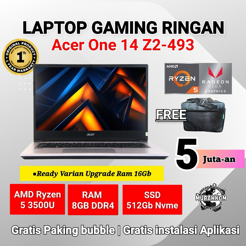 Laptop Acer One 14 Z2-493 RYZEN 3-3500U Vga Vega 8 Ram 8Gb Ssd 512Gb 14”HD Windows 11