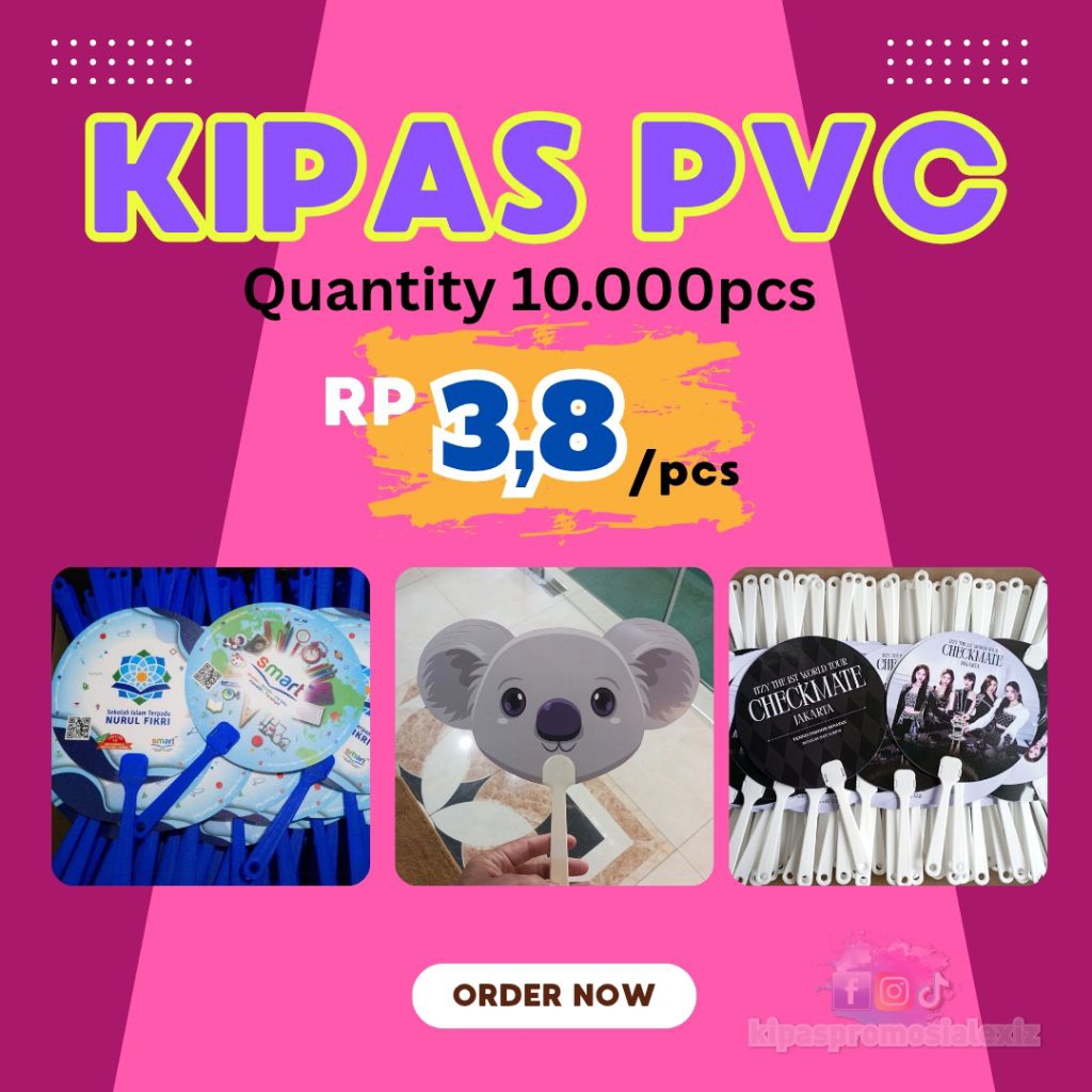 MURAH PESANAN KIPAS PVC BANYAK BUAT EO, SEMINAR, PAMERAN, WEDDING