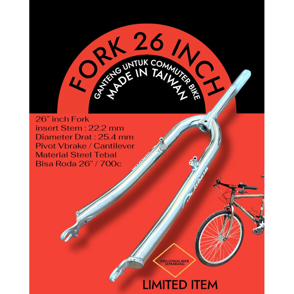 ( FORK 26 CROOM PLATINUM BLOATED ) Garpu Sepeda Mtb Federal Commuter 26 inch Drat 25.4 mm Forks