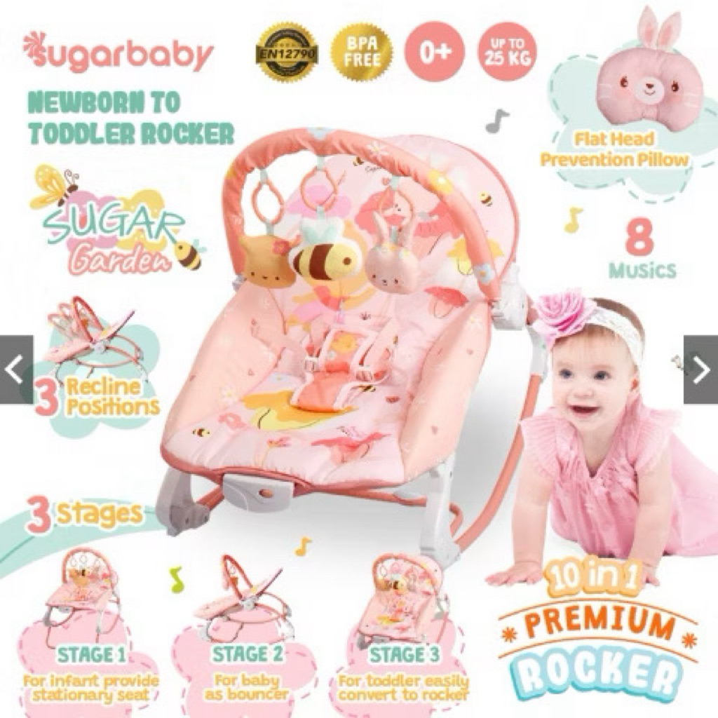 SugarBaby Bouncer Bayi 10 In 1 Premium & MY Rocker / Kursi Goyang Manual Bayi PRELOVED