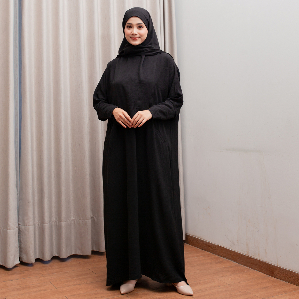 ASFARA - Abaya Haira Syari Set ( Black ) Gamis Syar'i / Gamis Abaya Set Hijab
