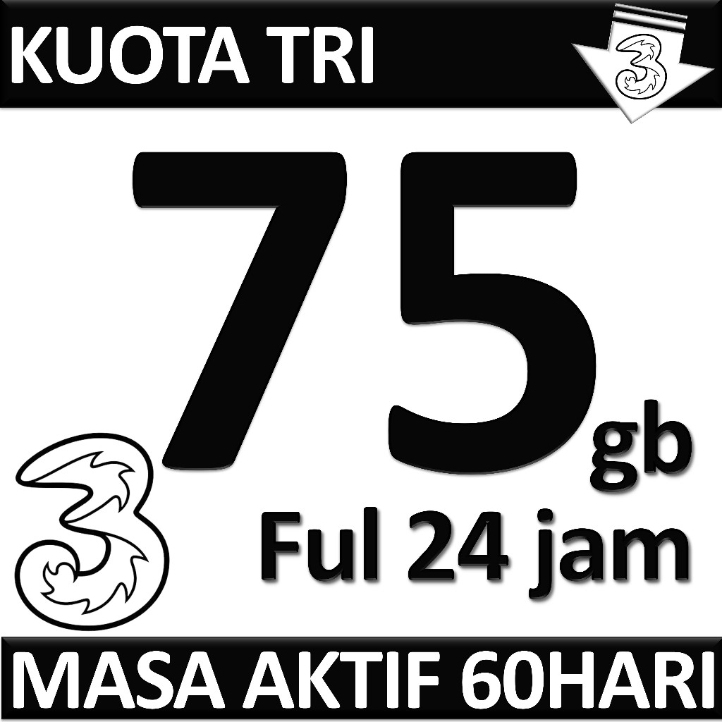 kuota tri 3 75gb 60 hari unlimited