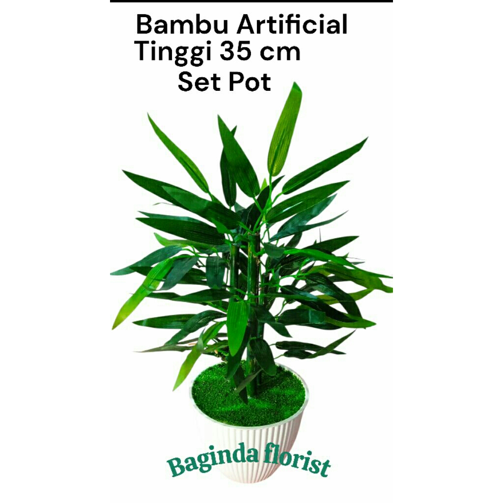 New Orleans Bambu Hijau Artificial Set Pot35cm