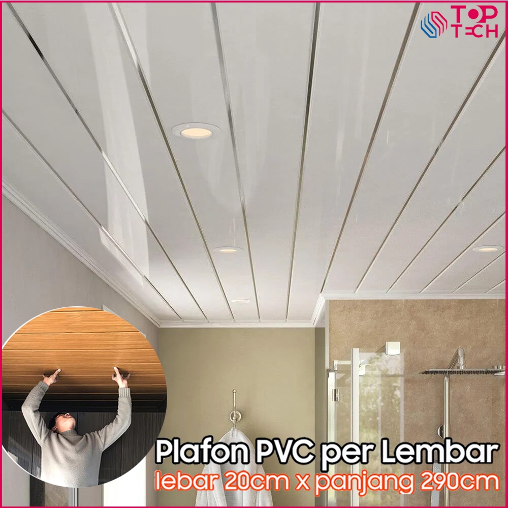 Toptech - Plafon PVC Glossy Plavon Rumah Kamar Ruang Tamu Motif Desain Beragam Lembaran Plapon