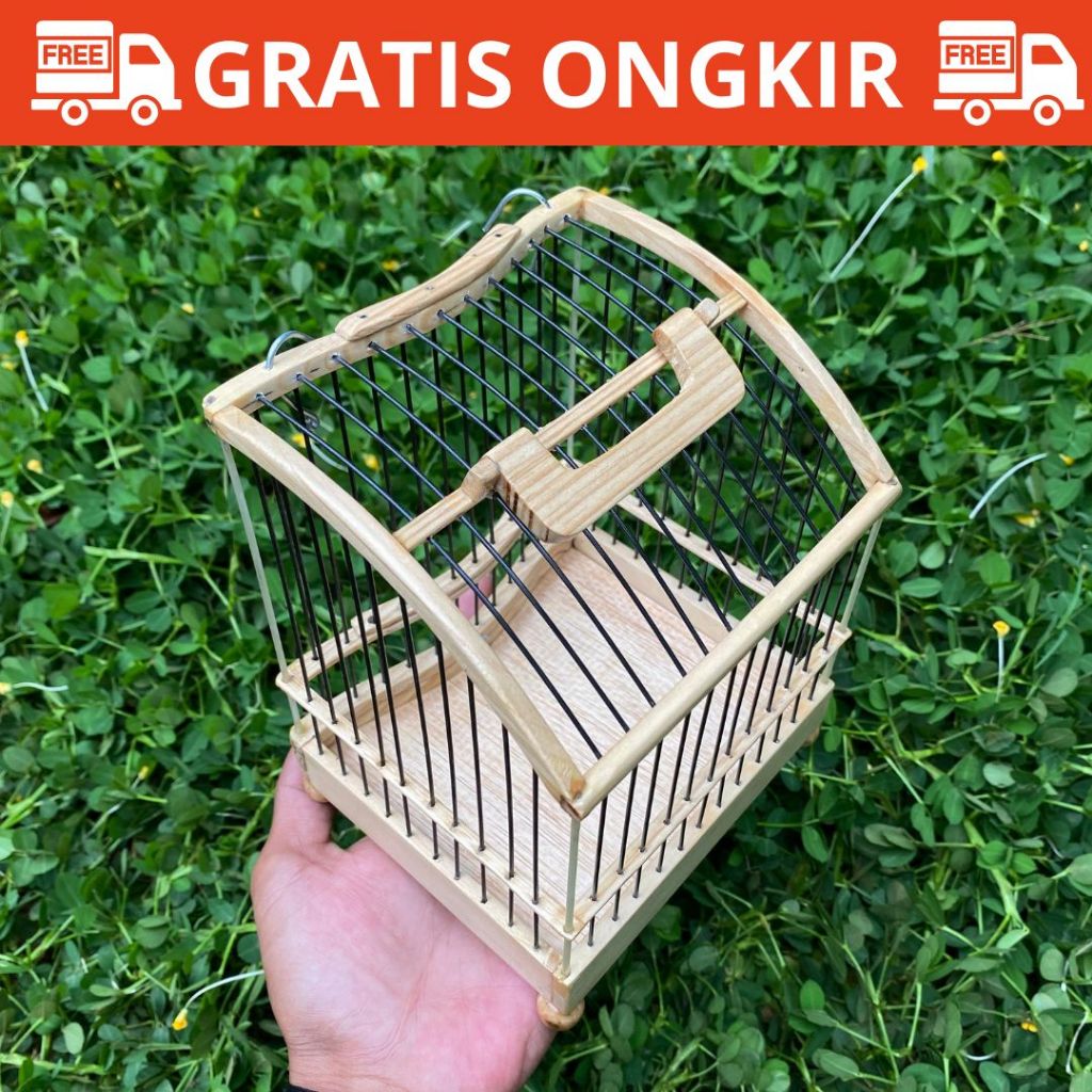 Sangkar Untul Melengkung Natural Ruji Fiber Satu Pintu Tatakan Double Bisa di Lepas Untuk Sogon Plec