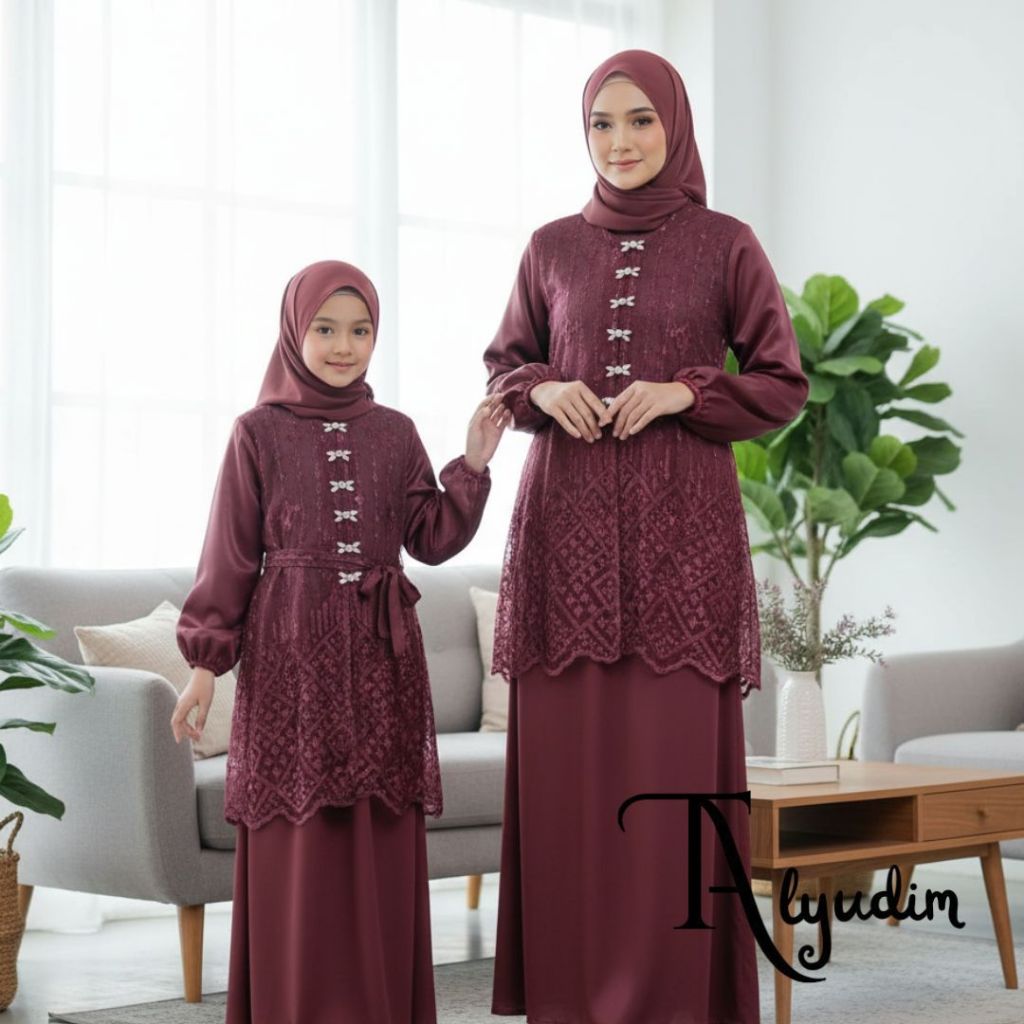 Khansa Tunik Brukat Couple Ibu dan Anak Usia 1-13 Tahun kondangan Tunik Lebaran 2025