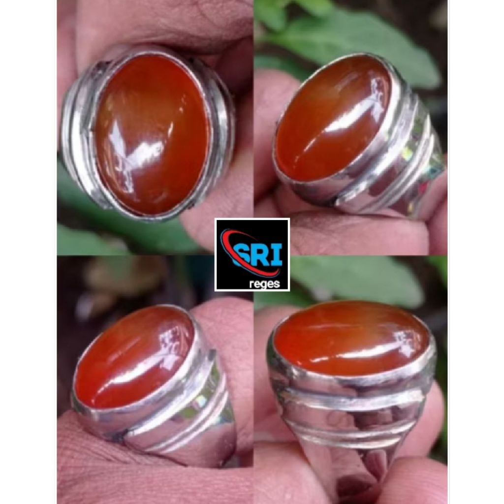 CINCIN AKIK BATU SOELEMAN MADU 18X13mm ORIGINAL NATURAL ASLI BATU ALAM