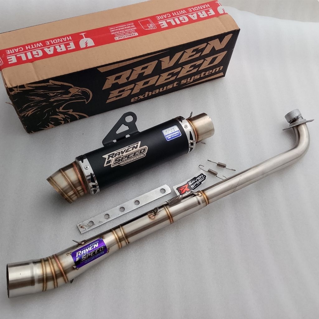 Raven Speed Exhaust Fullset Knalpot Racing Red Leo doff PNP motor Vega R Jupiter Supra Kharisma Revo