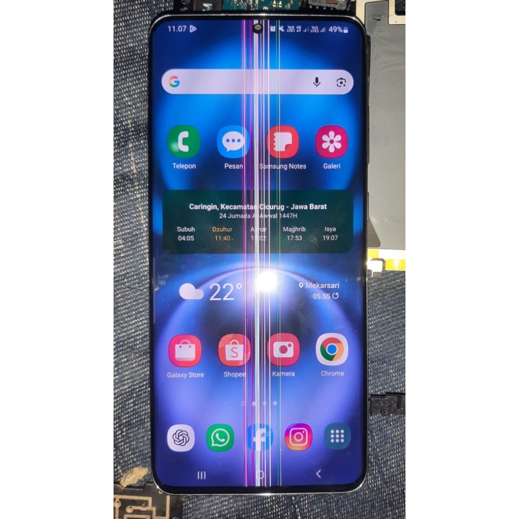 LCD + Frame ORIGINAL SAMSUNG GALAXY S20 ULTRA Copotan 100% Original preloved bekas second seken